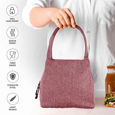 MILTON Bling Bag Tiffin (3 Inner Stainless Steel Containers 320 ml each and 1 Tumbler, 380 ml with Jacket MILTON Bling Bag Tiffin (3 Inner Stainless Steel Containers 320 ml each and 1 Tumbler, 380 ml with Jacket