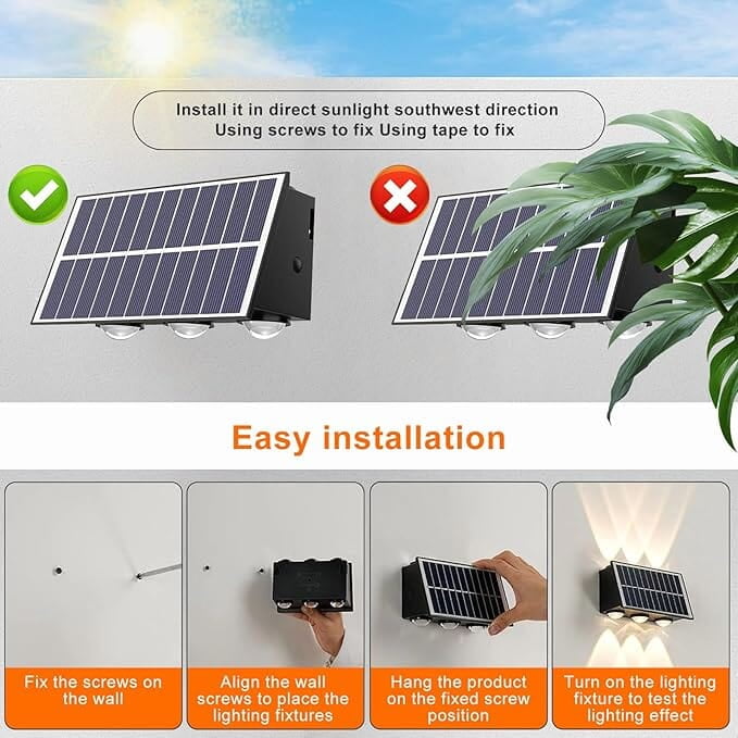 Solar Powered RGB Wall Lights Outdoor Waterproof Up and Down Lights Outside LED Wall Washer