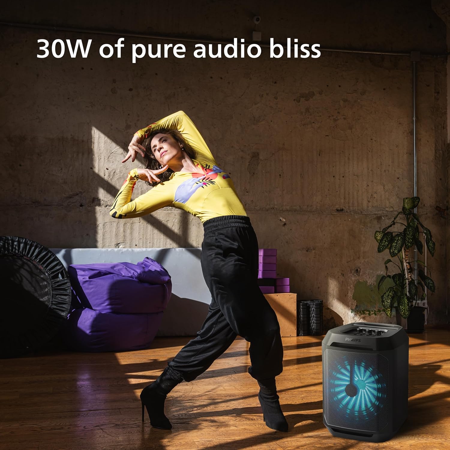 Philips New TAX2208 Bluetooth Party Speaker,30W Dynamic Bass Boost, 3000mAh Battery, Aux-in, Karaoke Mic Input, Wireless Pairing for Stereo Sound, Built-in Easy to Carry Handle, Dynamic Light Modes Philips New TAX2208 Bluetooth Party Speaker,30W Dynamic Bass Boost, 3000mAh Battery, Aux-in, Karaoke Mic Input, Wireless Pairing for Stereo Sound, Built-in Easy to Carry Handle, Dynamic Light Modes