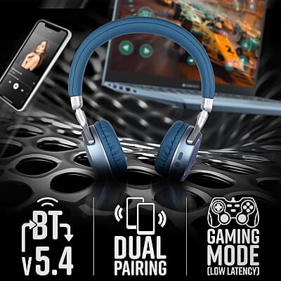 ZEBRONICS DUKE 2 Wireless Headphone, Supports Bluetooth, Dual Pairing, Deep Bass, up to 60h Battery Backup, AUX, Environmental Noise Cancellation, Gaming Mode, Now with Type C Charging