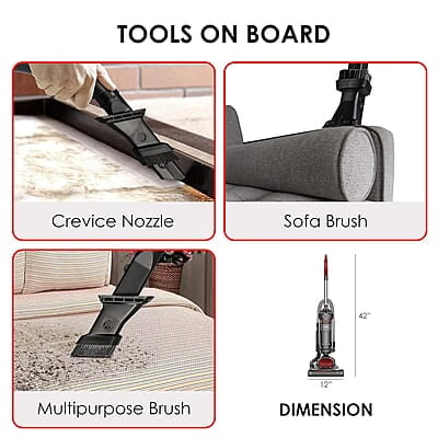 AGARO Royal Upright Bagless Vacuum Cleaner 75 Air Watts Suction Power 170° Swivel Steering