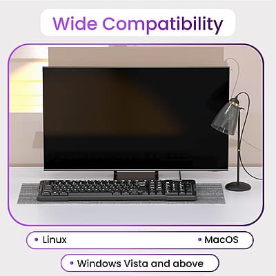 Ambrane Wired Keyboard, 104 Key with Membrane Switch Quick, 12Fn Shortcut Keys, Plug and Play USB Connection Compatible with PC, Mac, Laptop, Comfy and Ergonomically Design