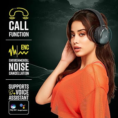 ZEBRONICS Thunder PRO Over Ear Wireless Headphone with Dual Pairing, Gaming Mode, ENC, Bluetooth, Call Function, Aux, Micro SD, Voice Assistant, Deep Bass, Up to 60h Backup