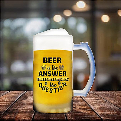 Sublimation Printed Froaster Beer Mug with Handle Beer is The Answer Funny Quotes | Beer Mug Sublimation Printed Froaster Beer Mug with Handle Beer is The Answer Funny Quotes | Beer Mug