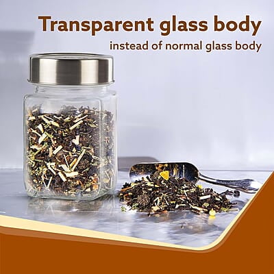 AGARO Elegant Cube Jar 310 ml, Steel Lid, Storage Glass Container Pack of 6 AGARO Elegant Cube Jar 310 ml, Steel Lid, Storage Glass Container Pack of 6