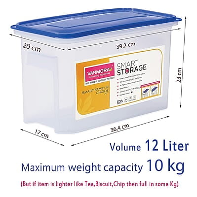 Varmora Plastic Container - 12 Liter, Pack of 4, Clear