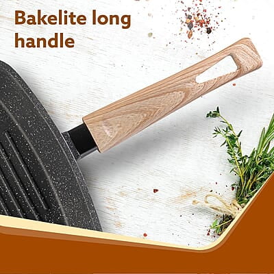 AGARO Imperial Granite Non Stick Grill pan with Glass Lid, 1.8L/ 24cm, Cast Aluminium Body AGARO Imperial Granite Non Stick Grill pan with Glass Lid, 1.8L/ 24cm, Cast Aluminium Body