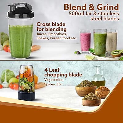 AGARO Regency Multifunctional Blender with Slicer, 250W, 100% Copper Motor, 2 Variable Speed Modes & Pulse Mode, Stainless Steel Blades, Chopper, Multipurpose Jar, slicer, Black