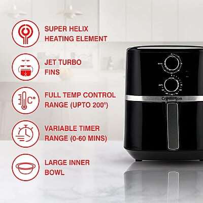 Crompton NourisPro 4.5 Ltr Air Fryer with Quick Fry Technology 1500 Watts Super Helix Heating element