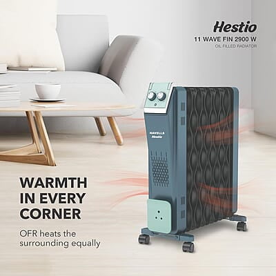 Havells Hestio 11 Wave Fin OFR 2900 Watt with 3 Heat Setting 1000W/1500W/2500W & PTC Heater 400W