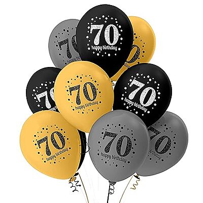 The Magic Balloon- Happy 70th Birthday Combo Kit with 30pcs Printed Balloons 1 Banner Pack of 31pcs