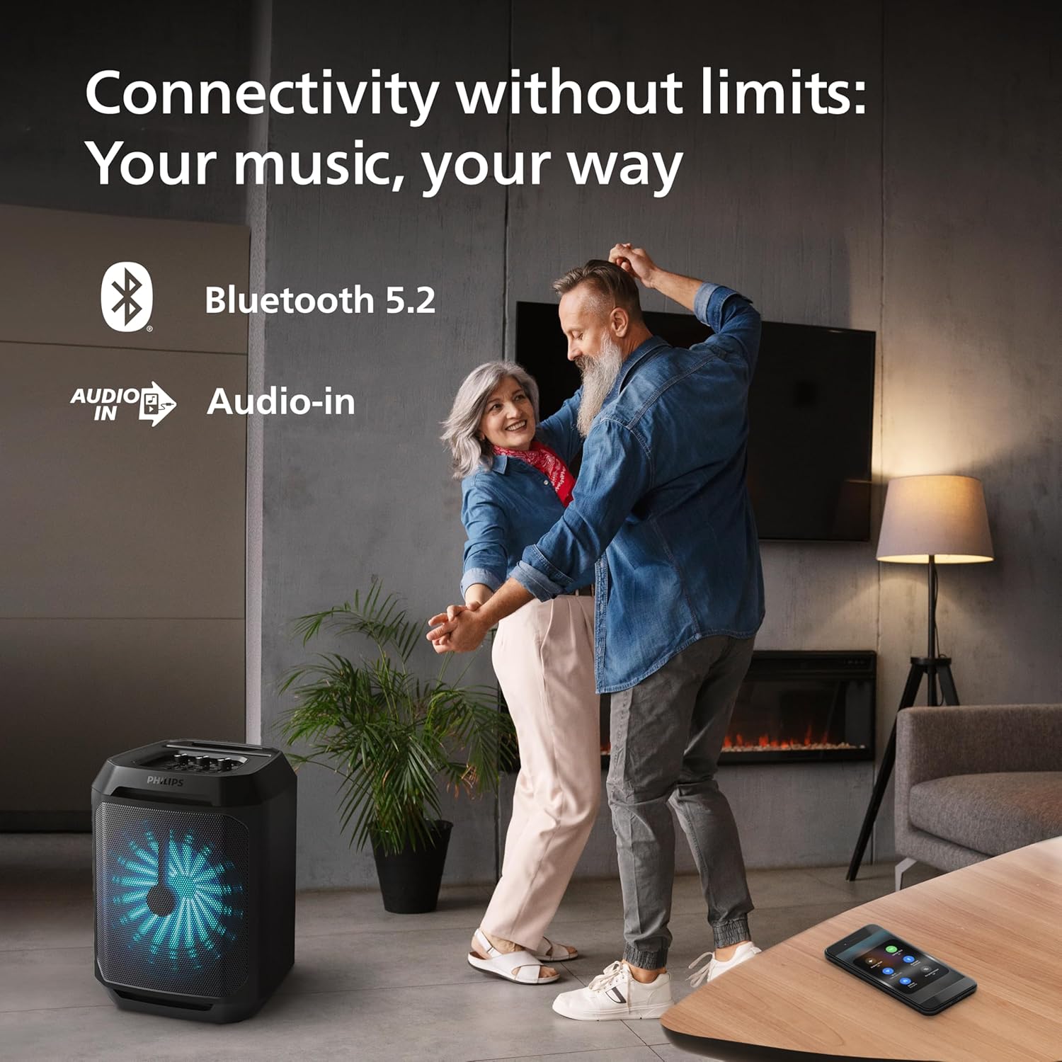 Philips New TAX2208 Bluetooth Party Speaker,30W Dynamic Bass Boost, 3000mAh Battery, Aux-in, Karaoke Mic Input, Wireless Pairing for Stereo Sound, Built-in Easy to Carry Handle, Dynamic Light Modes Philips New TAX2208 Bluetooth Party Speaker,30W Dynamic Bass Boost, 3000mAh Battery, Aux-in, Karaoke Mic Input, Wireless Pairing for Stereo Sound, Built-in Easy to Carry Handle, Dynamic Light Modes