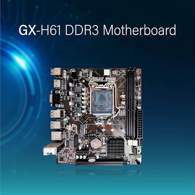 Geonix GX-H61 DDR3 Motherboard LGA 1155 Support Intel 2nd and 3rd Gen CPU | DDR3 RAM | 3 Years Warranty