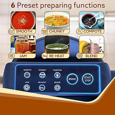 AGARO Elite Soup Maker, 1 Litre, Automatic Blending & Heating,6 Preset Cooking Functions, Copper Motor, Stainless Steel Blades, Grey