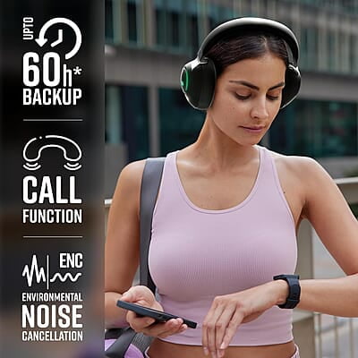 ZEBRONICS Duke 60hrs Playtime Bluetooth Wireless Over Ear Headphone with Mic