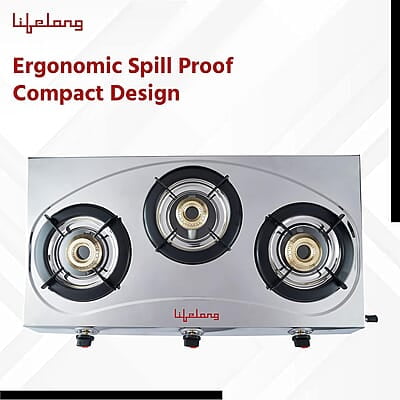 Lifelong LLGS399 Stainless Steel 3 Burner (ISI Certified