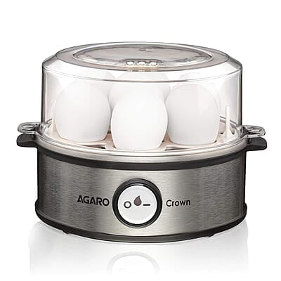 AGARO Crown Instant Egg Boiler 360 Watts, Boils Up to 7 Eggs with 3 Modes Heating/Stainless Steel Body (Silver)