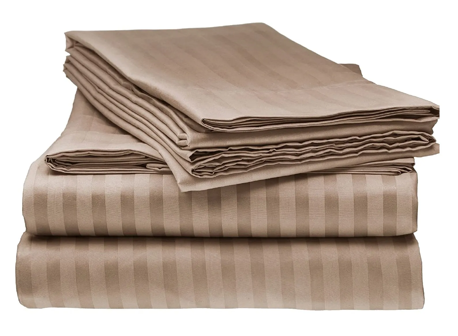 Sofrito Bedsheet Glace Cotton 300 TC - Striped - Taupe