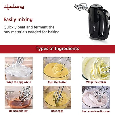 Lifelong LLHM02 300 W Regalia Plus Hand Mixer with Stand for Mixing Cake Batter and Atta