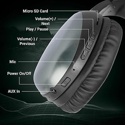 ZEBRONICS Thunder PRO Over Ear Wireless Headphone with Dual Pairing, Gaming Mode, ENC, Bluetooth, Call Function, Aux, Micro SD, Voice Assistant, Deep Bass, Up to 60h Backup