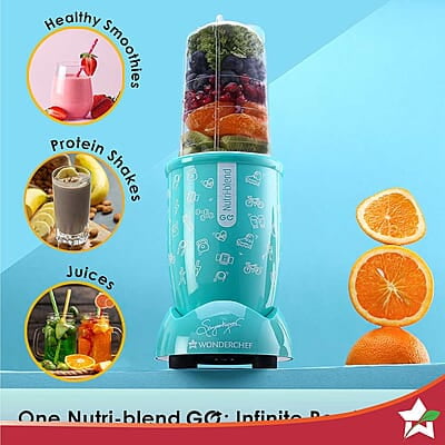 Wonderchef Nutri-blend GO, 22000 RPM 400 W 1 Unbreakable Jar
