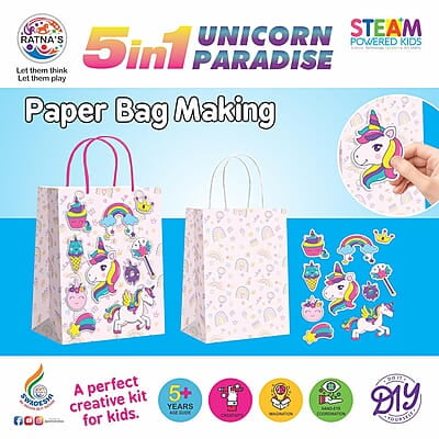 RATNA'S 5 in 1 Unicorn Paradise Kit with Activities Like Mandala Art, Jigsaw Puzzle, Apron Colouring, Paper Bag Making & Greeting Card Making Art & Craft Creative Kit for Kids 5+ Years RATNA'S 5 in 1 Unicorn Paradise Kit with Activities Like Mandala Art, Jigsaw Puzzle, Apron Colouring, Paper Bag Making & Greeting Card Making Art & Craft Creative Kit for Kids 5+ Years