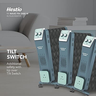 Havells Hestio 11 Wave Fin OFR 2900 Watt with 3 Heat Setting 1000W/1500W/2500W & PTC Heater 400W