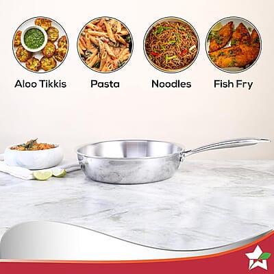 Wonderchef Nigella Tri-ply Stainless Steel 26 cm Fry Pan 2.6 litre 2.5mm Thickness