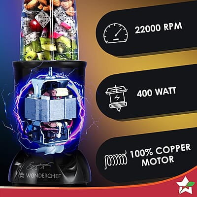 Wonderchef 400 Watt Nutri-Blend Juicer Mixer Grinder (Black)