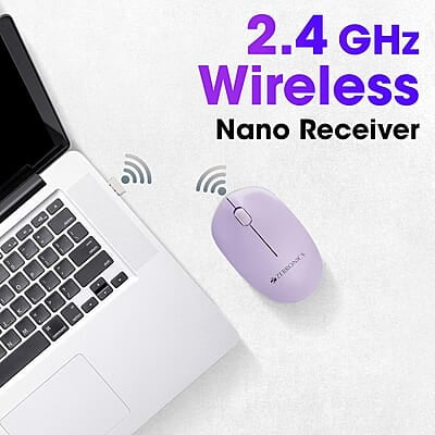 ZEBRONICS Cheetah Wireless Mouse with 1600 DPI, High Accuracy, Precise Usage, 3 Buttons, Ergonomic and Comfortable Design