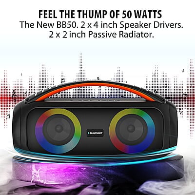 Blaupunkt Newly Launched Atomik BB50 Wireless Bluetooth Party Speaker 50 watts I Premium HD Sound and Monstrous Bass I Karaoke with Mic I TurboVolt Charging I RGB Lights Blaupunkt Newly Launched Atomik BB50 Wireless Bluetooth Party Speaker 50 watts I Premium HD Sound and Monstrous Bass I Karaoke with Mic I TurboVolt Charging I RGB Lights