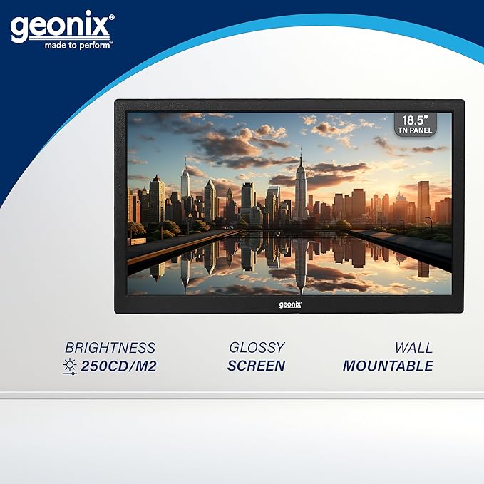 GEONIX 18.5" LED PC Monitor, 1366x768, VGA & HDMI GEONIX 18.5" LED PC Monitor, 1366x768, VGA & HDMI
