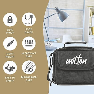 MILTON New Meal Combi Lunch Box, 3 Containers, 280 ml Each and 1 Tumbler, 400 ml