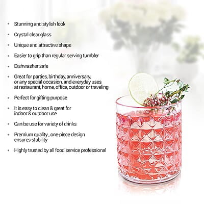 Treo by Milton Knitts 260 Glass Tumblers, Transparent, Knitt Textured Design Glasses Set of 6, 260 ml Each Ideal for Water, Juice, Cocktails, Mocktails