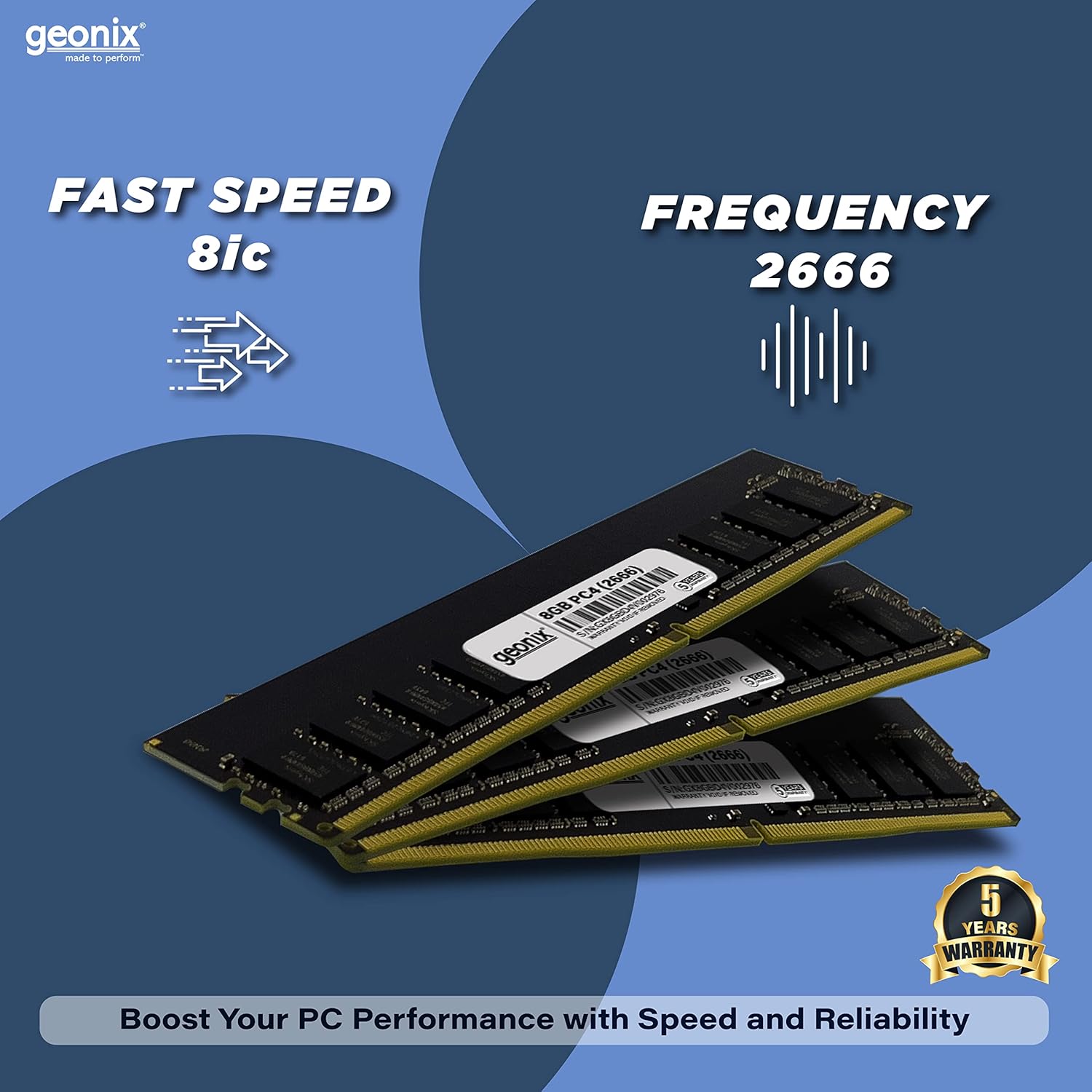 Geonix 8GB DDR4 2666 MHz (8 IC) Desktop RAM Geonix 8GB DDR4 2666 MHz (8 IC) Desktop RAM