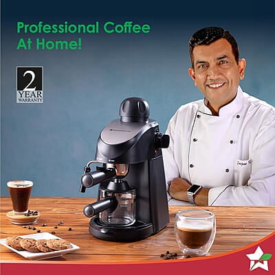 Wonderchef Regenta Espresso Coffee Maker, 5-bar with Steamer, Make Espressos, Cappuccinos & Lattes at Home