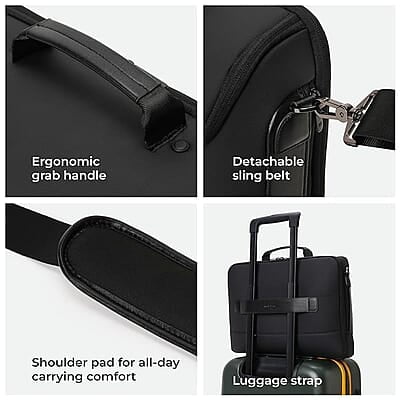 MOKOBARA The Transit Briefcase Vegan Leather & Nylon 15L Laptop Crossbody Messenger Bag for Men & Women