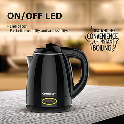 Crompton Activ Hot 1.5 litres Cool Touch Electric Kettle (Black), 1500 Watts
