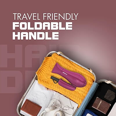 Havells 1000 Watt Foldable Hair Dryer; 2 Heat Settings (Hot/Warm), Heat Balance Technology