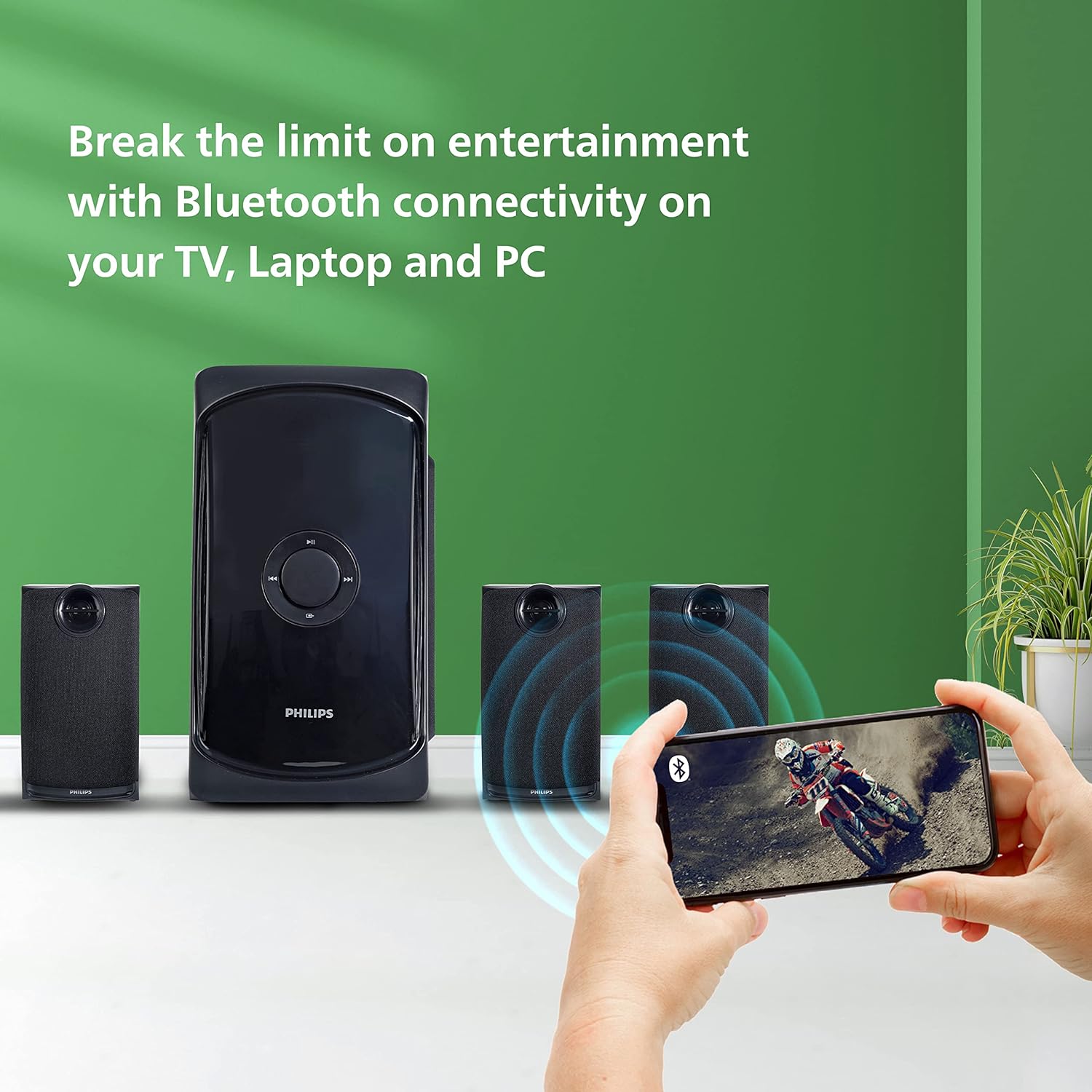 Philips TAV7587 5.1 Channel 100W Bluetooth Multimedia Speaker System – 5x15W Satellite Speakers, USB, AUX, FM, Remote Control (Black) Philips TAV7587 5.1 Channel 100W Bluetooth Multimedia Speaker System – 5x15W Satellite Speakers, USB, AUX, FM, Remote Control (Black)