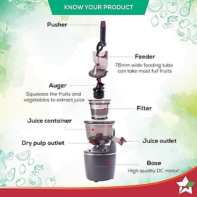 Wonderchef Regalia Full Fruit Cold Press Slow Juicer 55 Rpm Slow Juicer  240 Watts Powerful Dc Motor