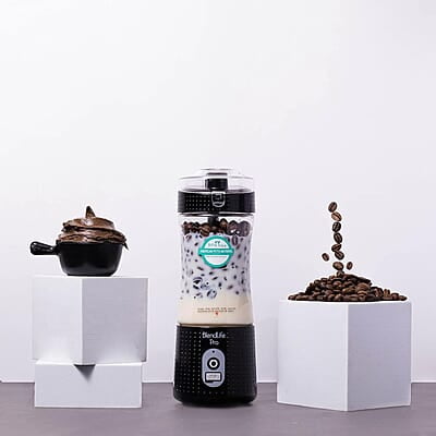 BlendLife Pro Portable Blender With Sipper For Juices, Shakes, Smoothies, Baby Food, Crushes Hard Ingredients, 210 Watts Motor, 4000Mah Usb Rechargeable Battery, 400Ml, 1-Year Warranty - Black