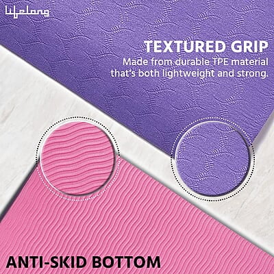 Lifelong Dual Color TPE Material Yoga Mat for Women & Men 6mm Anti-Slip Yoga Mat for Gym Workout Exercise Mat Lifelong Dual Color TPE Material Yoga Mat for Women & Men 6mm Anti-Slip Yoga Mat for Gym Workout Exercise Mat