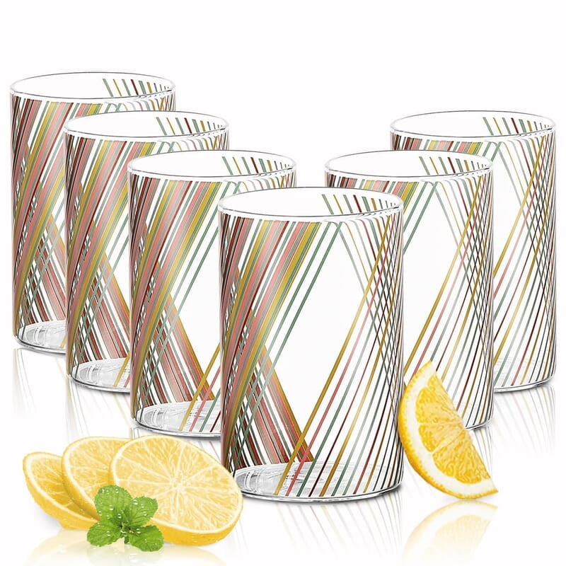 Borosil Artisan Prism 295 ml 6 pcs Set Transparent Drinking Glass |Borosilicate Glass Tumblers for Water, Cold Drinks, Juice| Flame Proof, Microwave & Dishwasher Safe | for Daily use & Gifting