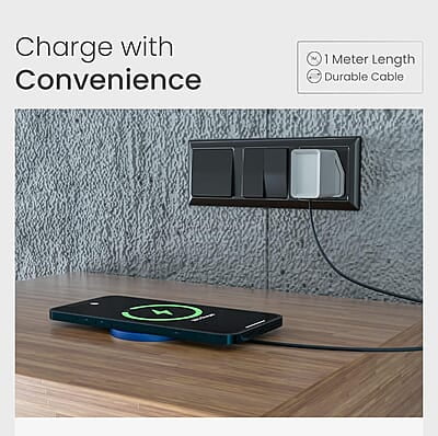 Ambrane MagSafe 15W Wireless Charging Pad for Apple iPhone 15/15 Plus/15 Pro/15 Pro Max, iPhone 14/14 Plus/14 Pro/Max, iPhone 13/12/11 Series and All Qi-Enabled Devices