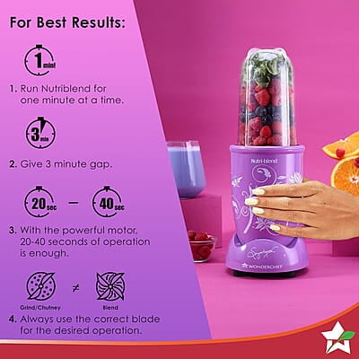 Wonderchef Nutri Blend Orchid, 22000 RPM 400 W 2 Unbreakable Jars
