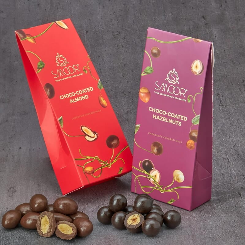 Smoor Chocolate Coated Nuts Treats Pack of 2 - Hazelnut & Almond  50 gm x 2