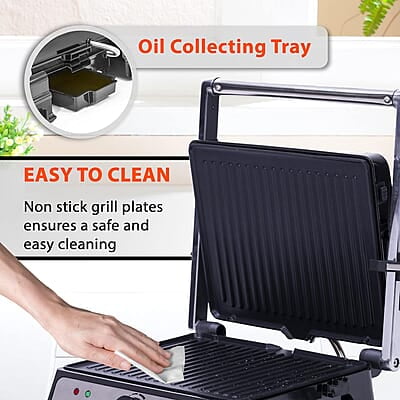 AGARO Grand 2000 Watts Super Jumbo Sandwich Maker with Non-Stick Grill Plates, 180° Flat Openable Plates