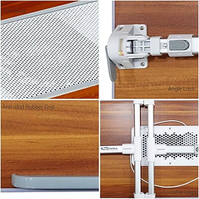 Portronics My Buddy Plus Adjustable Laptop Table with built-in USB Cooling Fan, Foldable Legs, Adjustable Angle