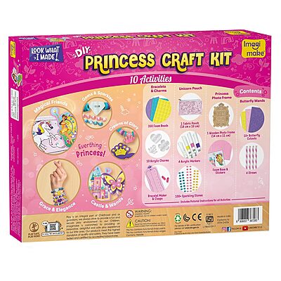 Imagimake Princess Craft Kit | 10 Mess-Free Activities | DIY Flat Bead Bracelets, Unicorn Pouch, Butterfly Wands & Photo Frame | 400+ Craft Supplies Imagimake Princess Craft Kit | 10 Mess-Free Activities | DIY Flat Bead Bracelets, Unicorn Pouch, Butterfly Wands & Photo Frame | 400+ Craft Supplies